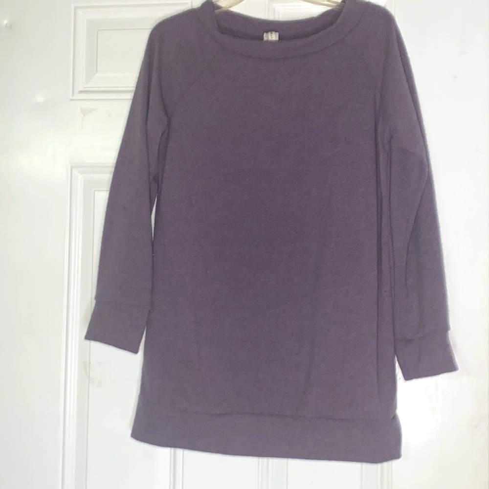 Long Sleeve Soft Lilac Ribbed Blouse Top Sweat Shirt Sweater